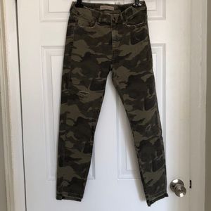 Zara Skinny Distressed Camo Camouflaged Jeans